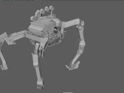 Desert Walker- Mech concept- vray- lowpoly Low-poly 3D model