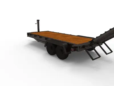 12000 GVWR Standard Wood Floor Equipment Trailer Low-poly 3D model