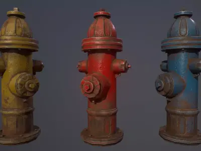 Fire Hydrant Low-poly 3D model 43