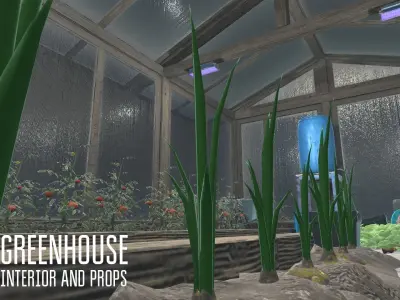 Greenhouse - interior and props Low-poly 3D model