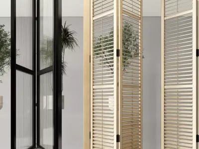 Interior folding shutter door -A2 3D model