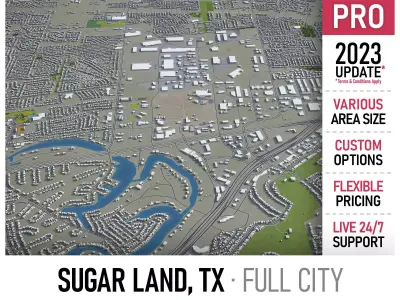 Sugar Land - 3D City Model Low-poly 3D model
