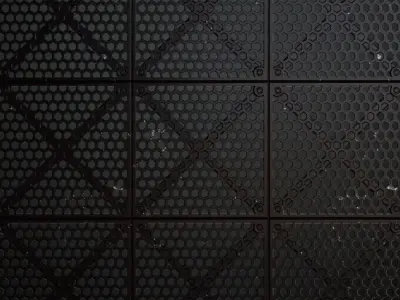 Dark Perforated Hexagonal Metal Panel PBR SEAMLESS Texture