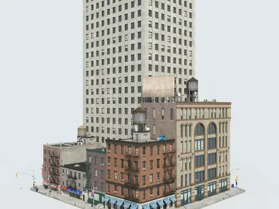 NYC Block 01 Low-poly 3D model