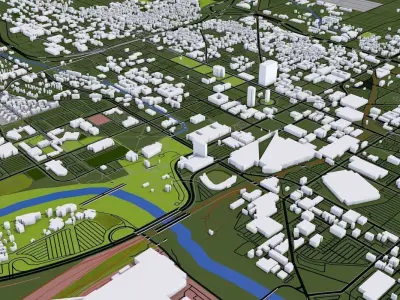 Indianapolis City USA Low-poly 3D model