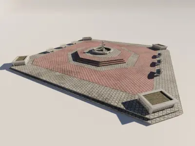 Town Square Plaza Low-poly 3D model