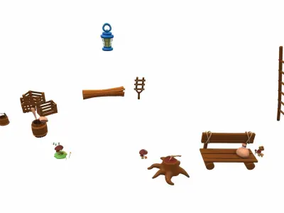 Cartoon boot house and props 3D model