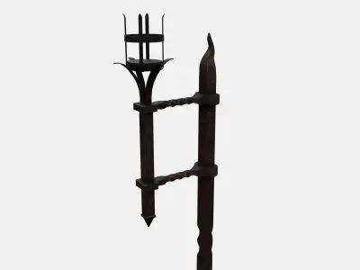 Medieval Torch Low-poly 3D model 16