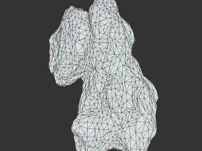 Low poly Gray mossy rock Low-poly 3D model