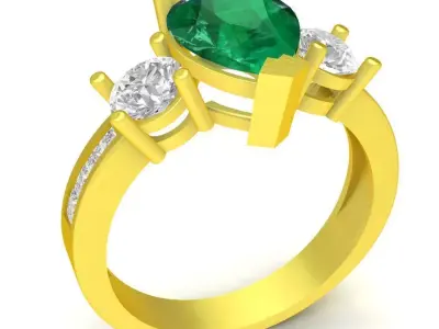 Emerald Pear Ring 3D Model 137a 3D print model