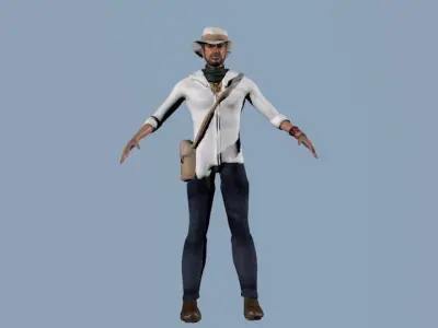 Rigged character 98 game animations Low-poly 3D model