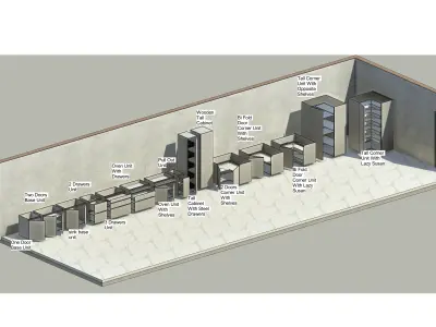 All Parametric Kitchen Units 3D model