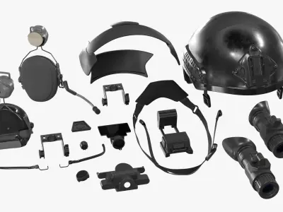  Tactical Combat Helmet with Night Vision Binocular Black 