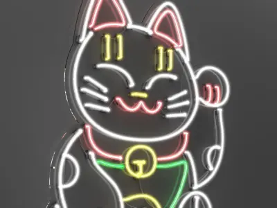 Fortune Cat - Neon Sign 3D model