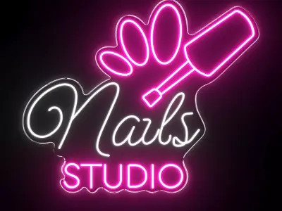 Nails Studio Neon Sign 3D model
