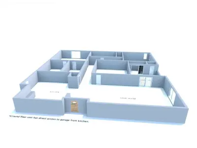 House floor plan of two bedroom apartment 3D model