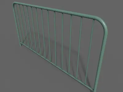 PBR Pedestrian Guard Rail Green V1 Low-poly 3D model