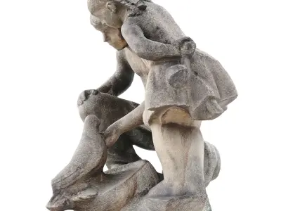 Two kids sculpture 3D model