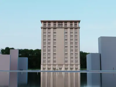 Apartment Low Poly tall building Low-poly 3D model