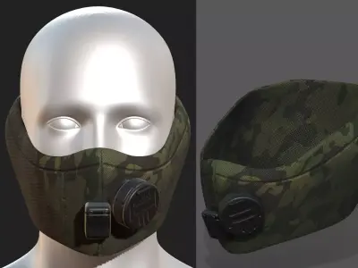 gas mask helmet scifi low poly pbr combat Low-poly 3D model