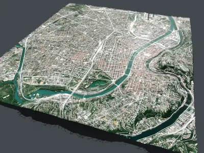 Streets and roads City Lion France  3D model