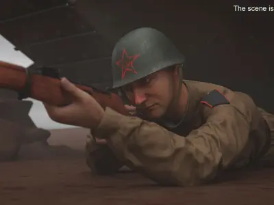 Soviet Infantry Soldier WWII Rigged for Cinema 4D 