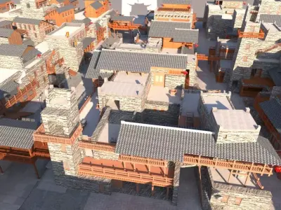 Tourist Resort Town 3D model