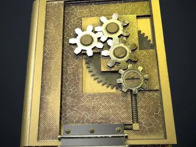 Steampunk book low poly 4 texture options Low-poly 3D model