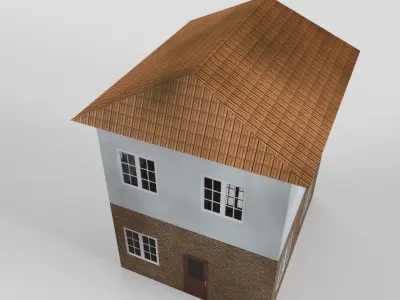 Low-poly Two-floor House Low-poly 3D model