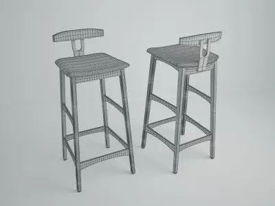 JATI WOOD STOOL Low-poly 3D model