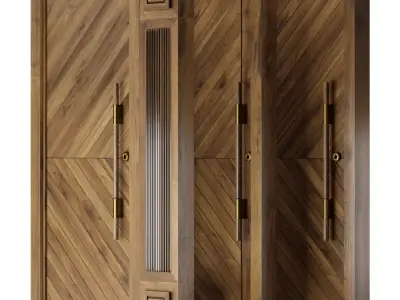 Modern Wood Door Set 02  3D model