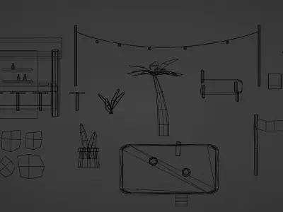 Summer Pool Pack Low-poly 3D model