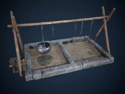 Viking Fireplace Game-Ready Low-poly 3D model