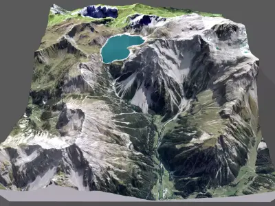 Mountain landscape and Lake Lunersee Eastern Alps  Austria 3D model