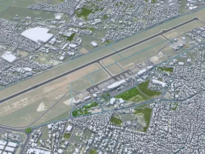 Port au Prince Haiti 20km Low-poly 3D model