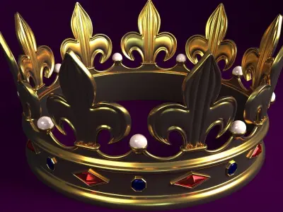 Crown golden Low-poly 3D model