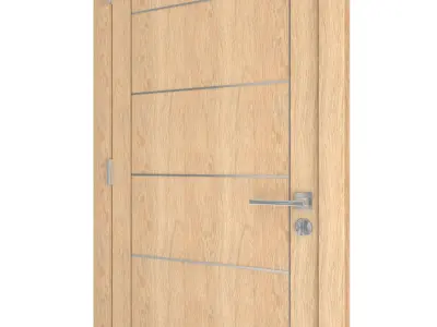 Door-062 wooden door with glass panel 3D model