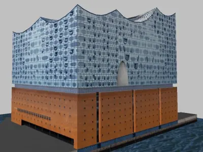 Hamburg Elbphilharmonie  theater Low-poly model  Low-poly 3D model