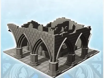 Ruined building with external courtyard with arches 21 - Modern  3D print model