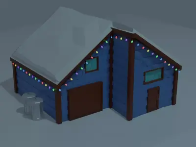 Christmas Suburb Game Ready Houses Low-poly 3D model