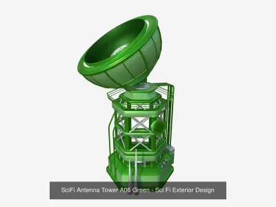 10 Sci Fi Buildings Collection F - Green - Exterior Design 3D Model Pack