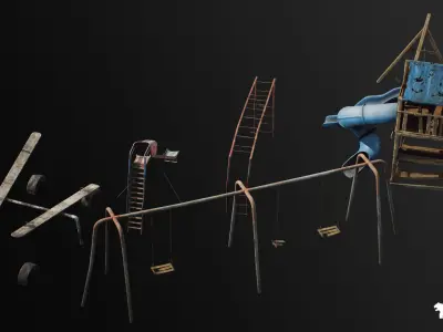 Post Apocalyptic Playground Equipment VOL 2 Low-poly 3D model