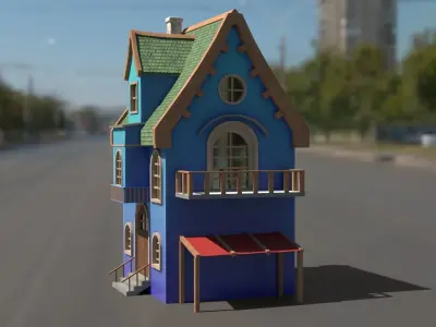 Cartoon house 3D model Low-poly 3D model