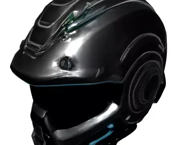 Futuristic SciFi Pilot Helmet Low-poly 3D model