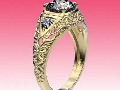 Ring Vintage Flowers 3D print model
