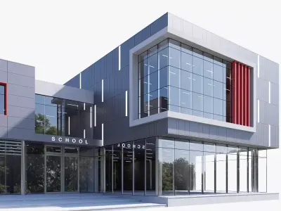 school Low-poly 3D model