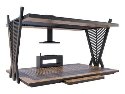 Pergola Barbecue 3 3D model