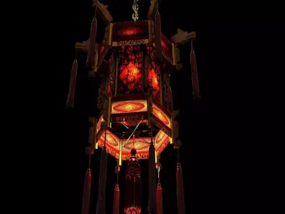 Chinese Palace Lantern  Low-poly 3D model 9