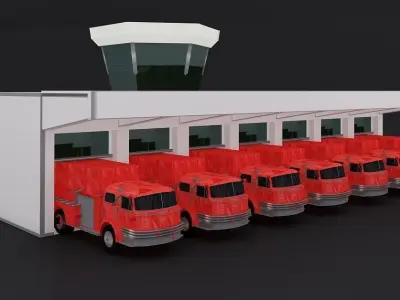 Fire Station Low-poly 3D model