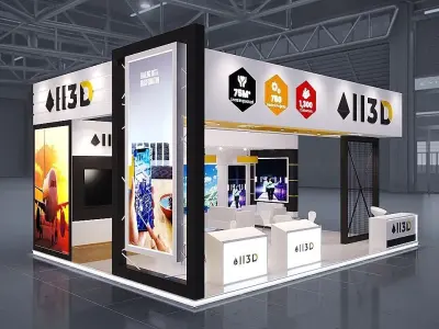 Exhibition Stand Stall 3 Side Open 8X6 3D model